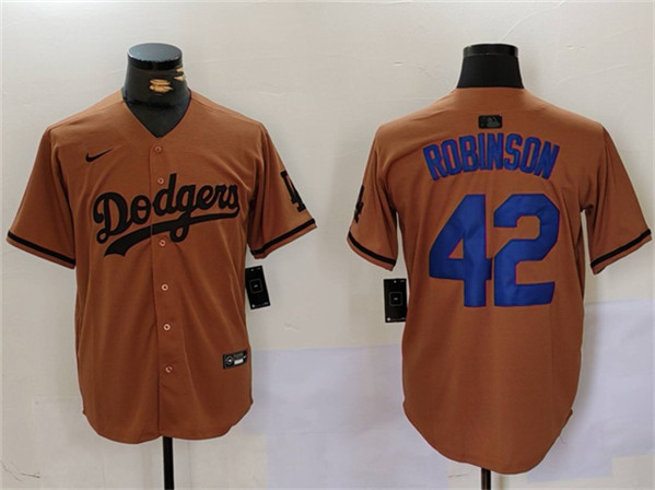 Los Angeles Dodgers #42 Jackie Robinson Brown Cool Base Stitched Jersey